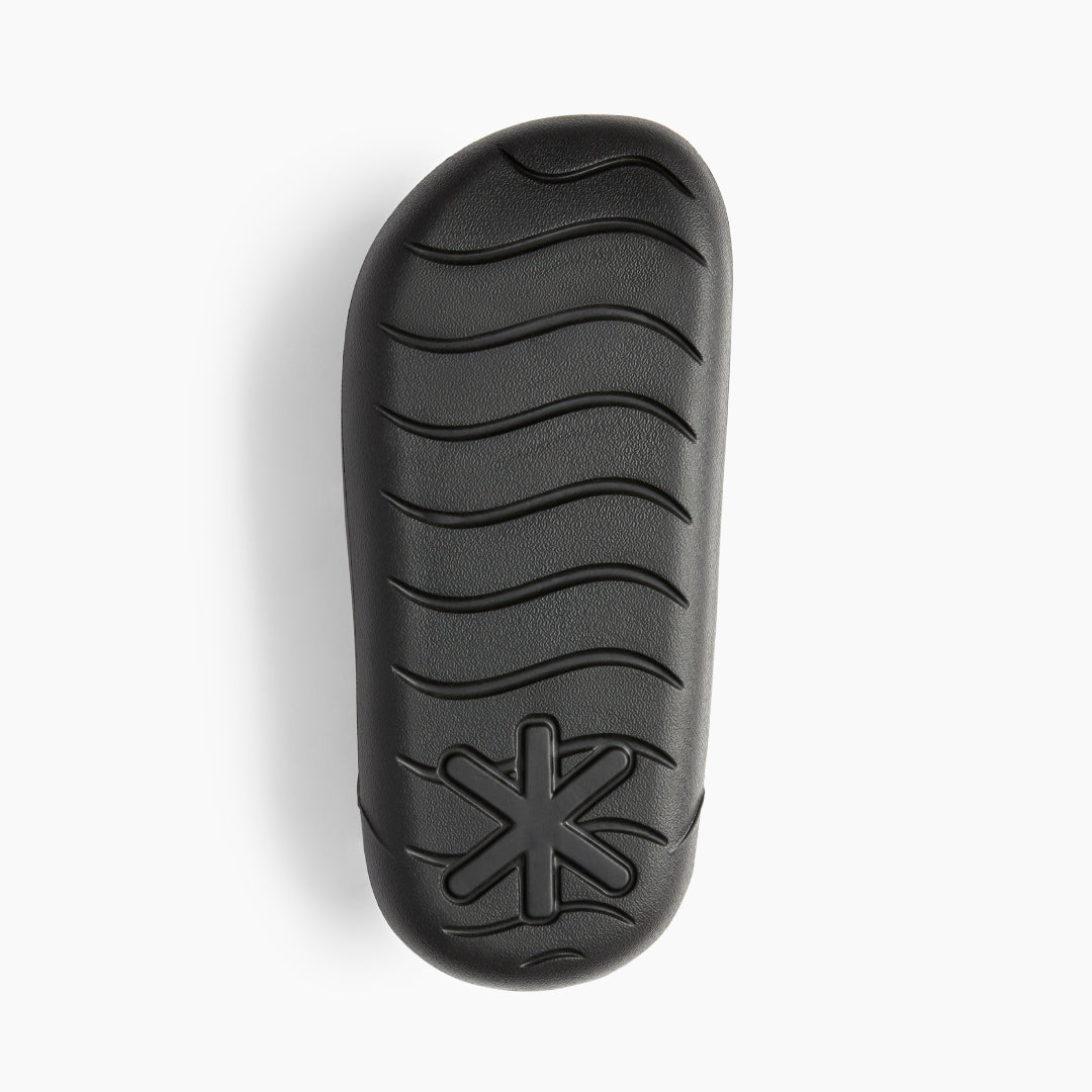 Black Ludic Sliders featuring CloudFrame™ material and EVA footbed